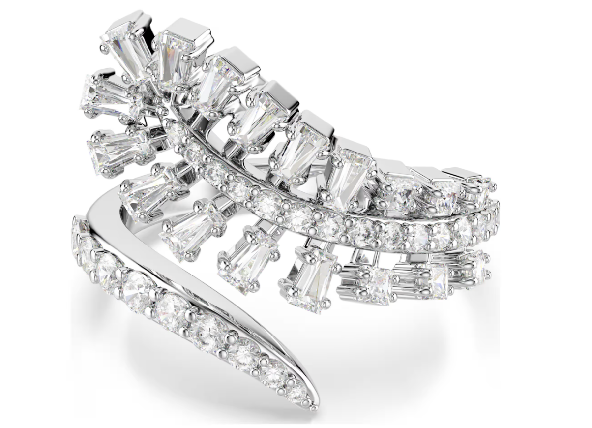 Swarovski 5757838 Anello aperto Vienna Taglio misto, Piuma Bianco Taglia 58 SW004547