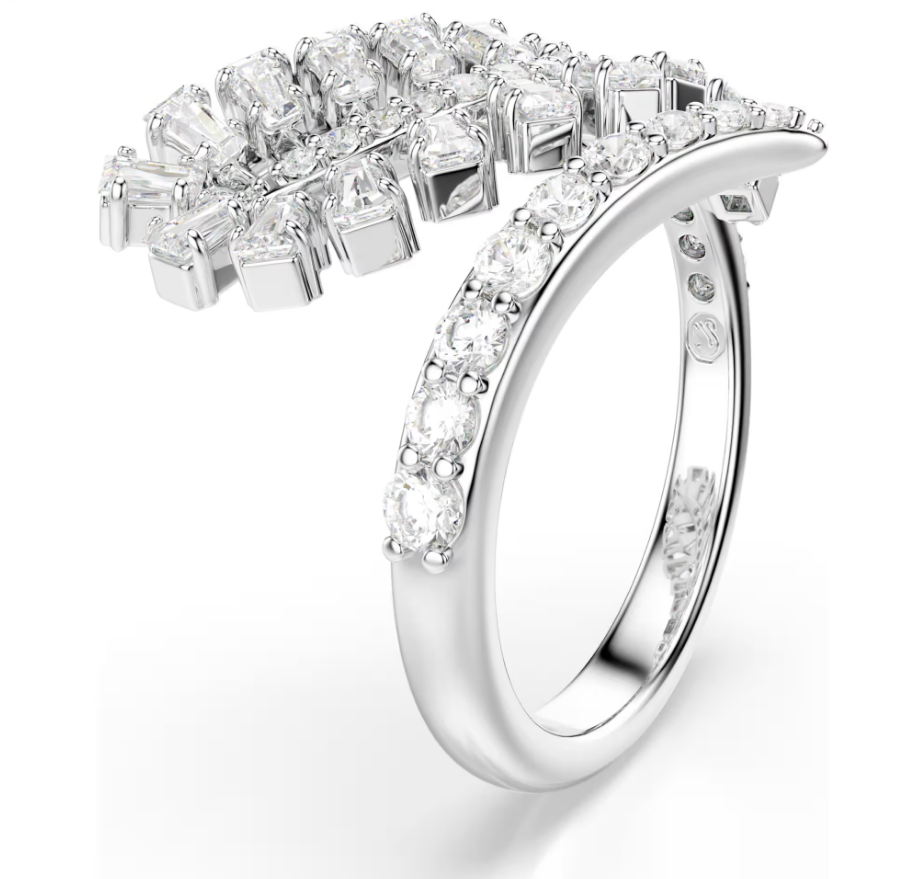 Swarovski 5757839 Anello aperto Vienna Taglio misto, Piuma Bianco Taglia 60 SW004548