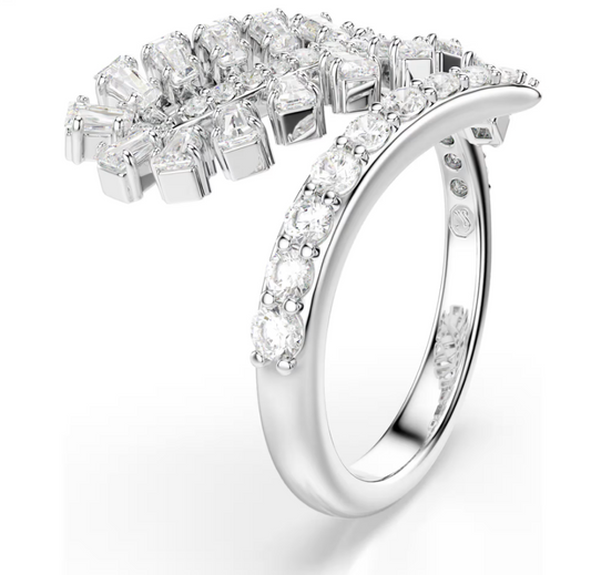 Swarovski 5757838 Anello aperto Vienna Taglio misto, Piuma Bianco Taglia 58 SW004547