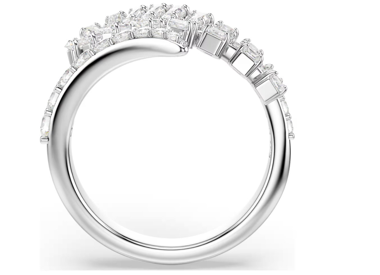 Swarovski 5757838 Anello aperto Vienna Taglio misto, Piuma Bianco Taglia 58 SW004547