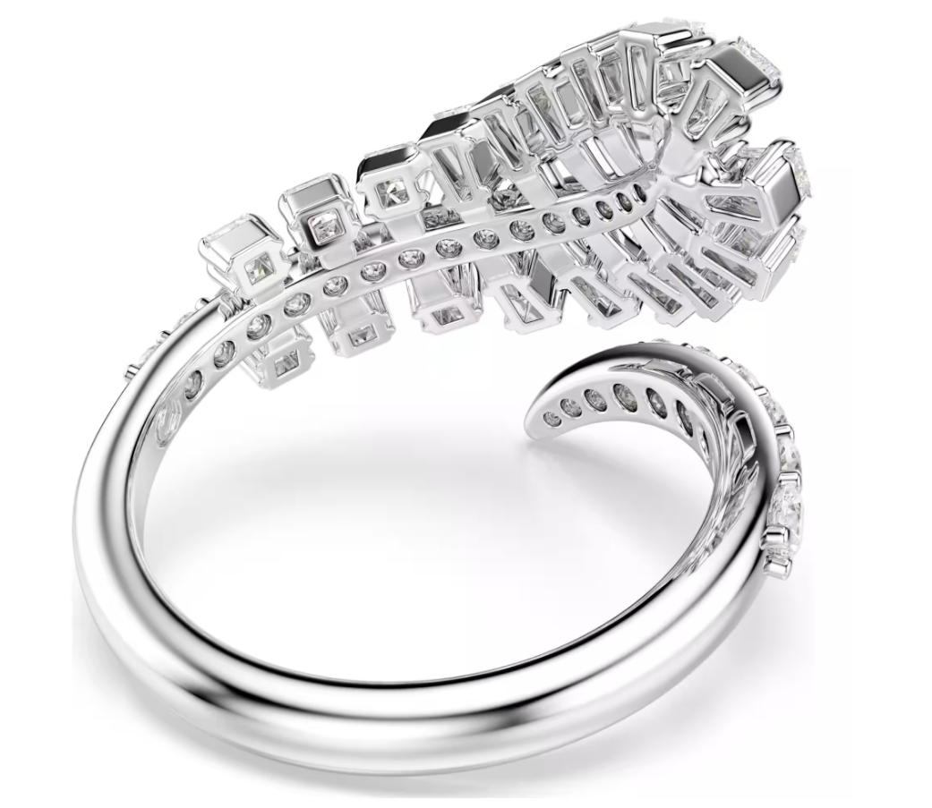 Swarovski 5757838 Anello aperto Vienna Taglio misto, Piuma Bianco Taglia 58 SW004547