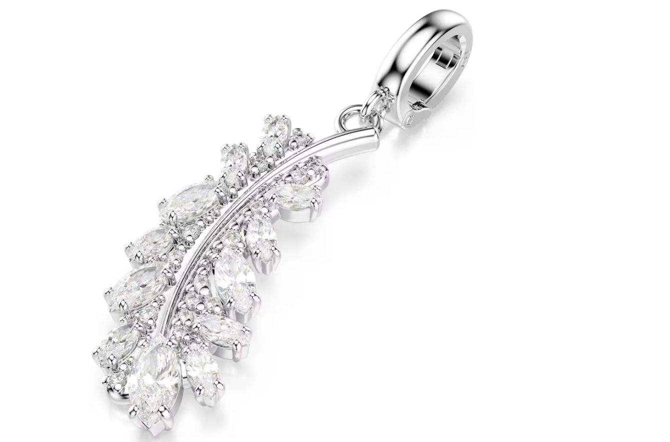 Swarovski 5757739 Charm Vienna Taglio misto Piuma Bianco Placcato rodio SW004542
