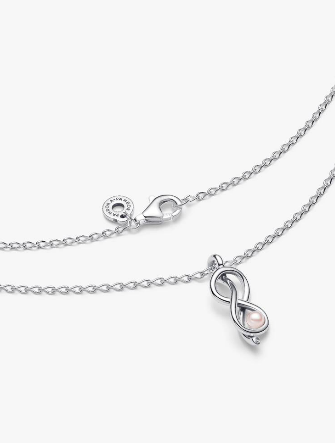 Pandora Collana Legame Infinito con Perla Rosa Artificiale