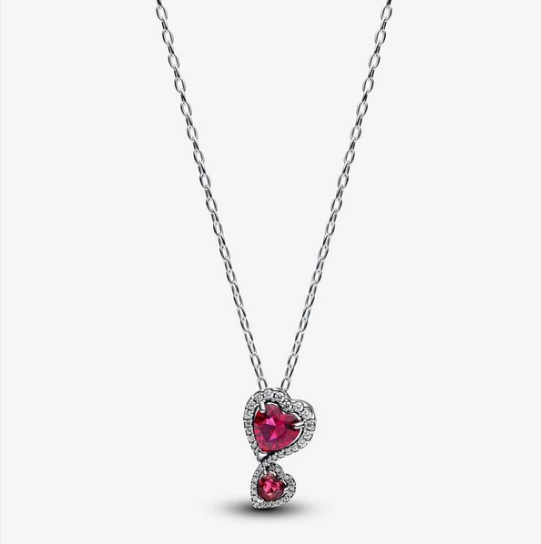 Pandora Collana Doppi Cuori Rossi