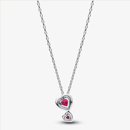 Pandora Collana Doppi Cuori Rossi