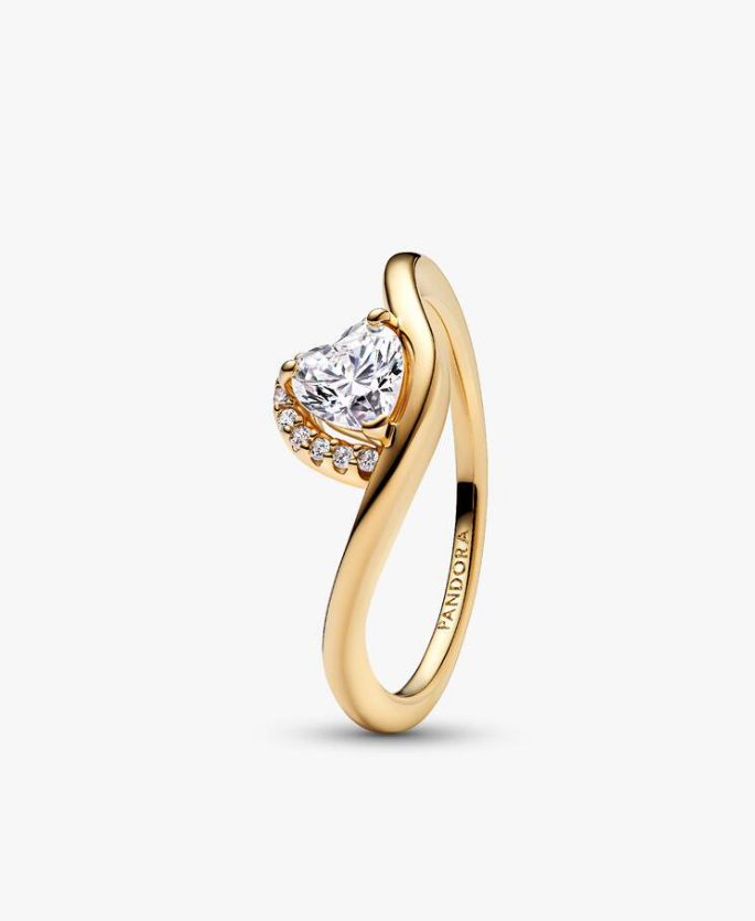 Pandora Anello Onda con Cuore Luminoso