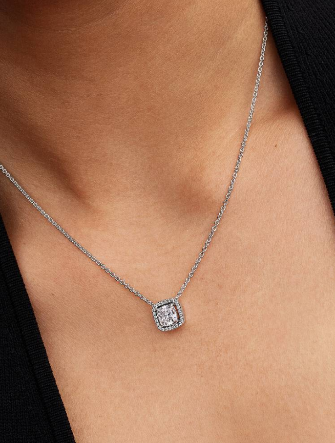 Pandora Collana Punto Luce Quadrato e Pavè