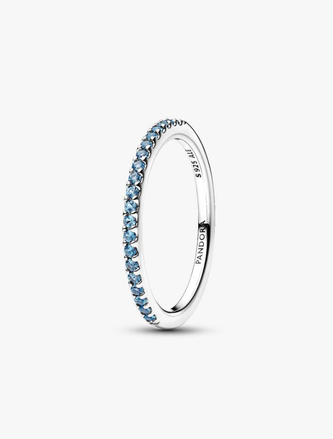 Pandora Anello Pavè Fascia Sottile Azzurro