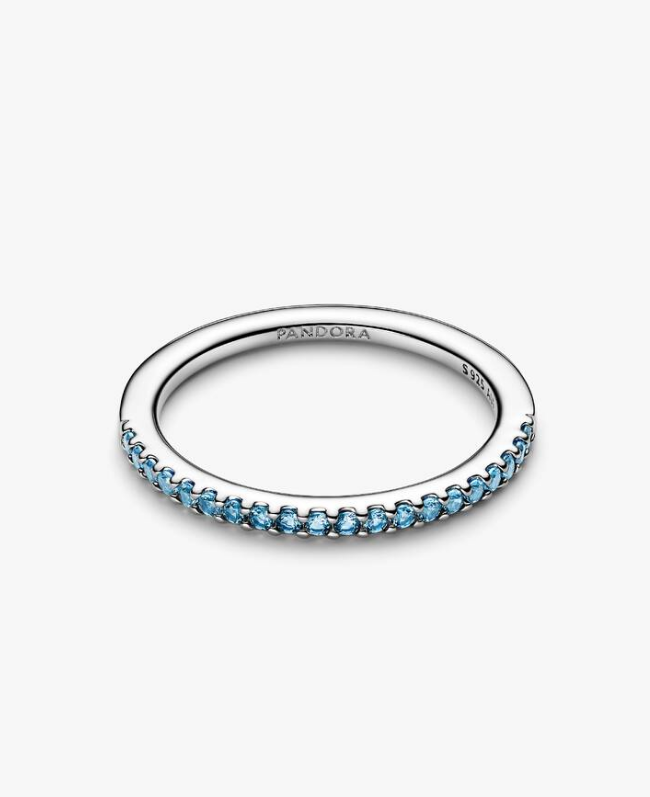 Pandora Anello Pavè Fascia Sottile Azzurro