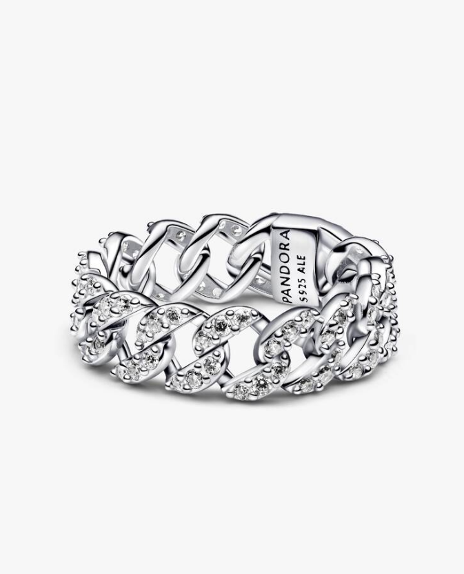 Pandora Anello Catena Maglia Cubana Pavè