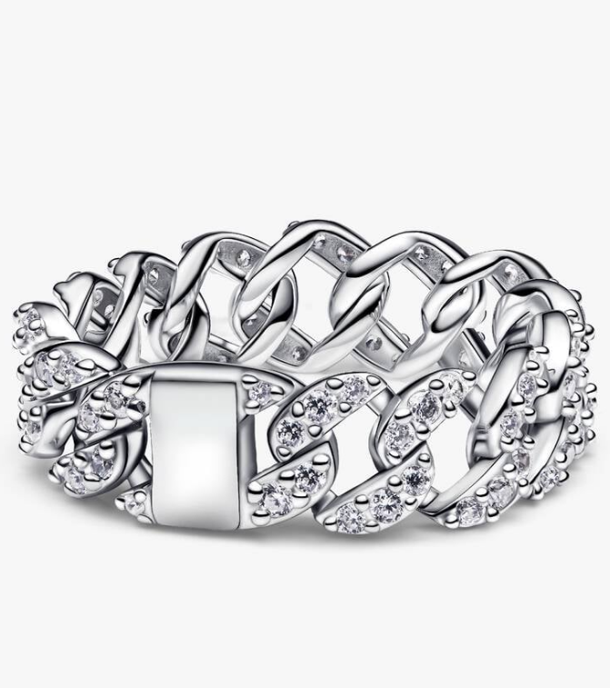 Pandora Anello Catena Maglia Cubana Pavè