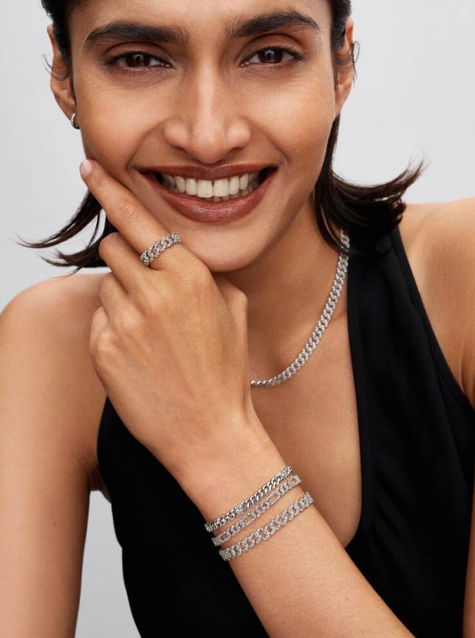 Pandora Anello Catena Maglia Cubana Pavè