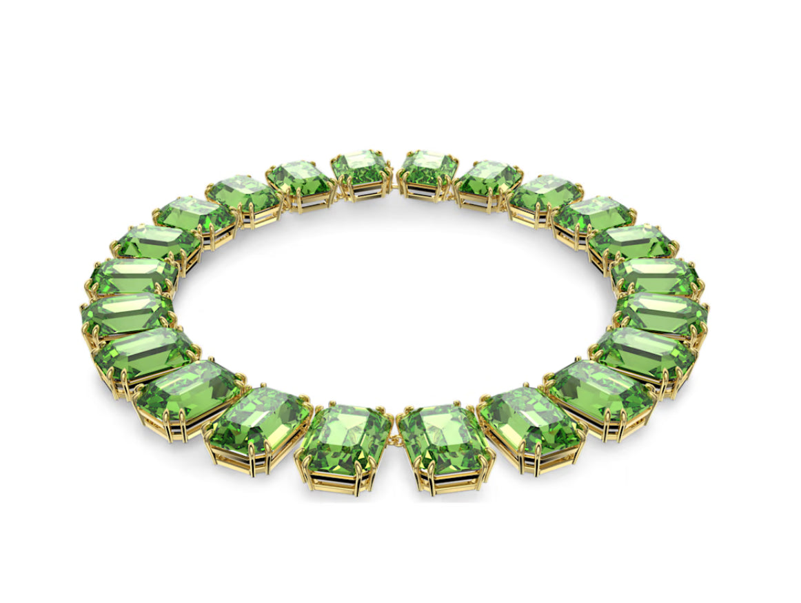 Swarovski 5598261 Collana Millenia Cristalli oversize ottagonale Verde P. Oro