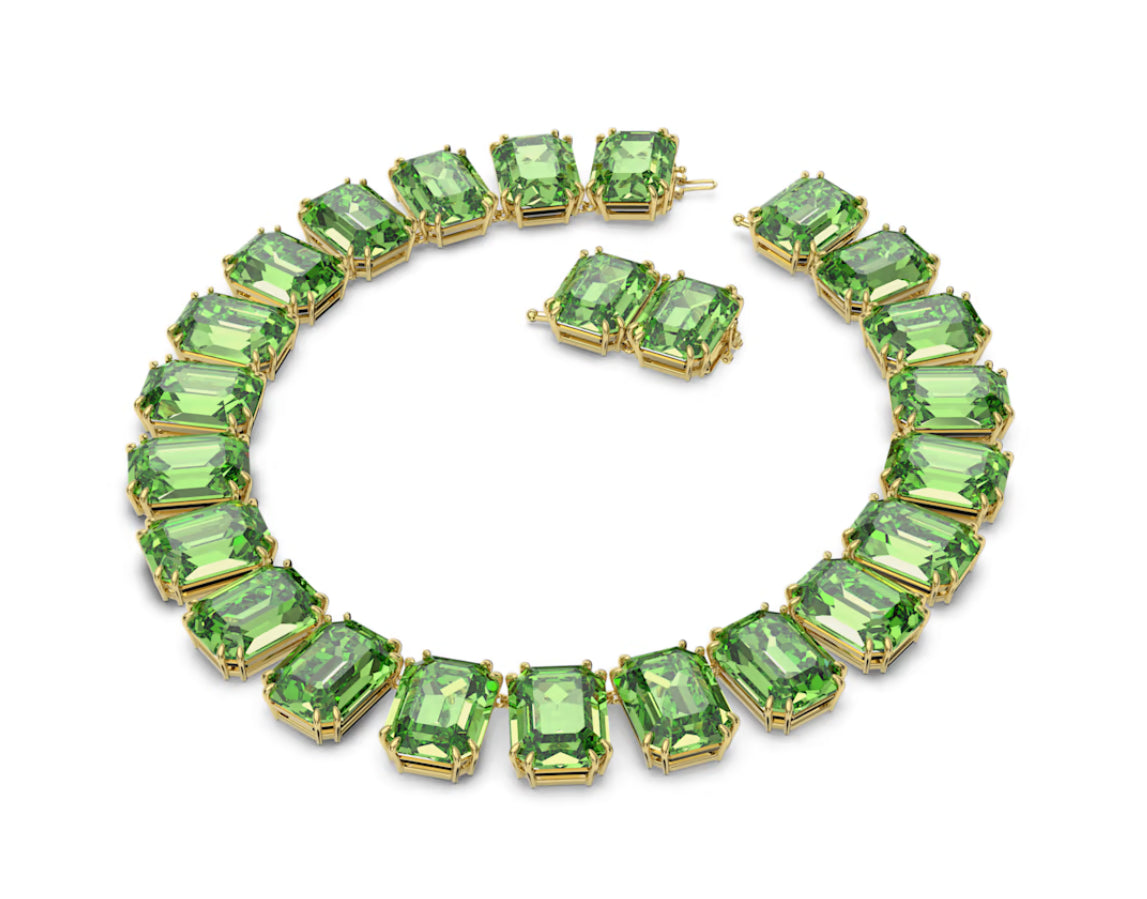 Swarovski 5598261 Collana Millenia Cristalli oversize ottagonale Verde P. Oro