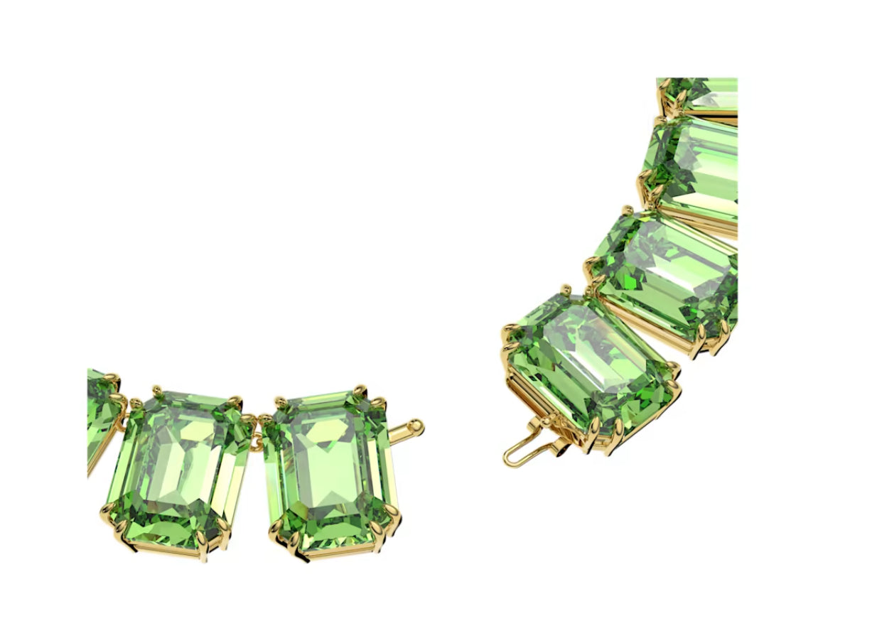 Swarovski 5598261 Collana Millenia Cristalli oversize ottagonale Verde P. Oro
