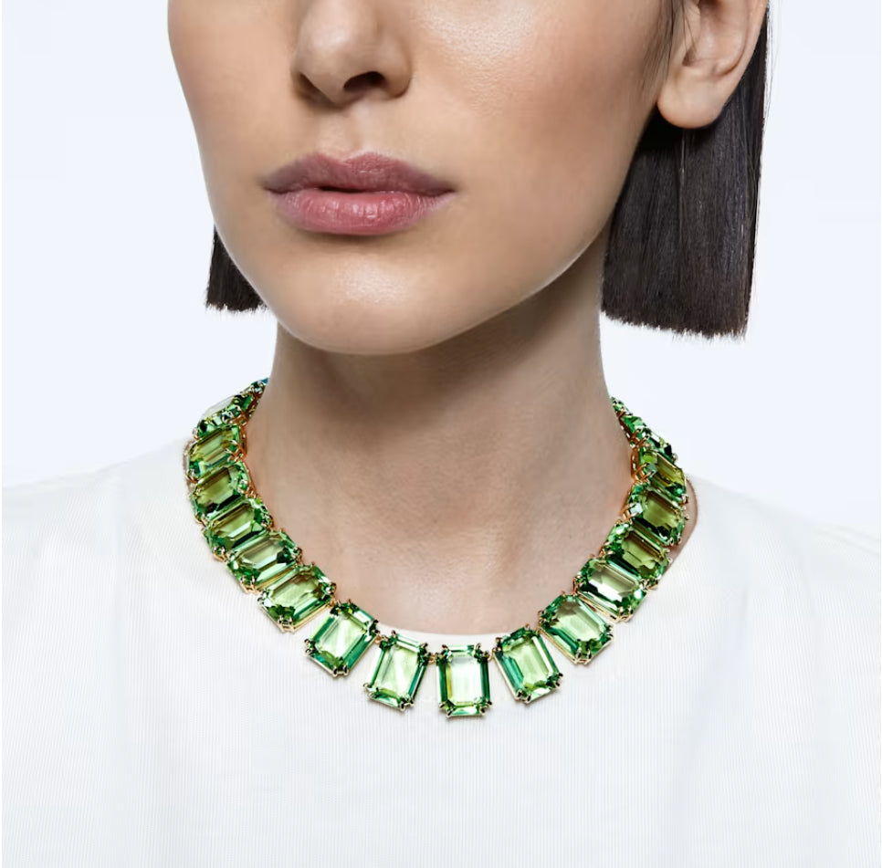 Swarovski 5598261 Collana Millenia Cristalli oversize ottagonale Verde P. Oro