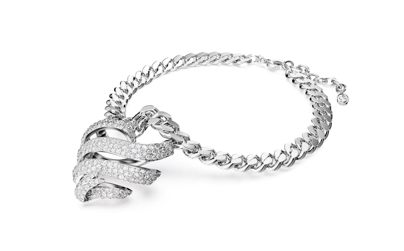 Swarovski 5647567 Girocollo Volta Cuore Bianco Placcato Rodio