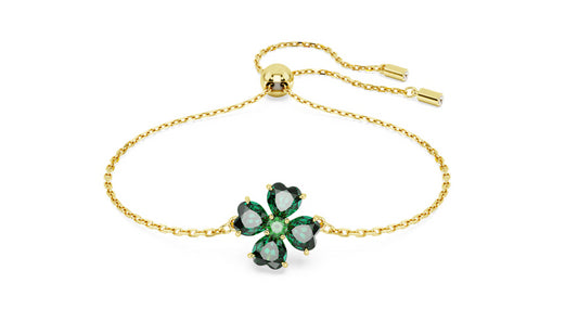 Swarovski 5666585 Braccialetto Idyllia Taglio misto Quadrifoglio Verde Pla. Oro