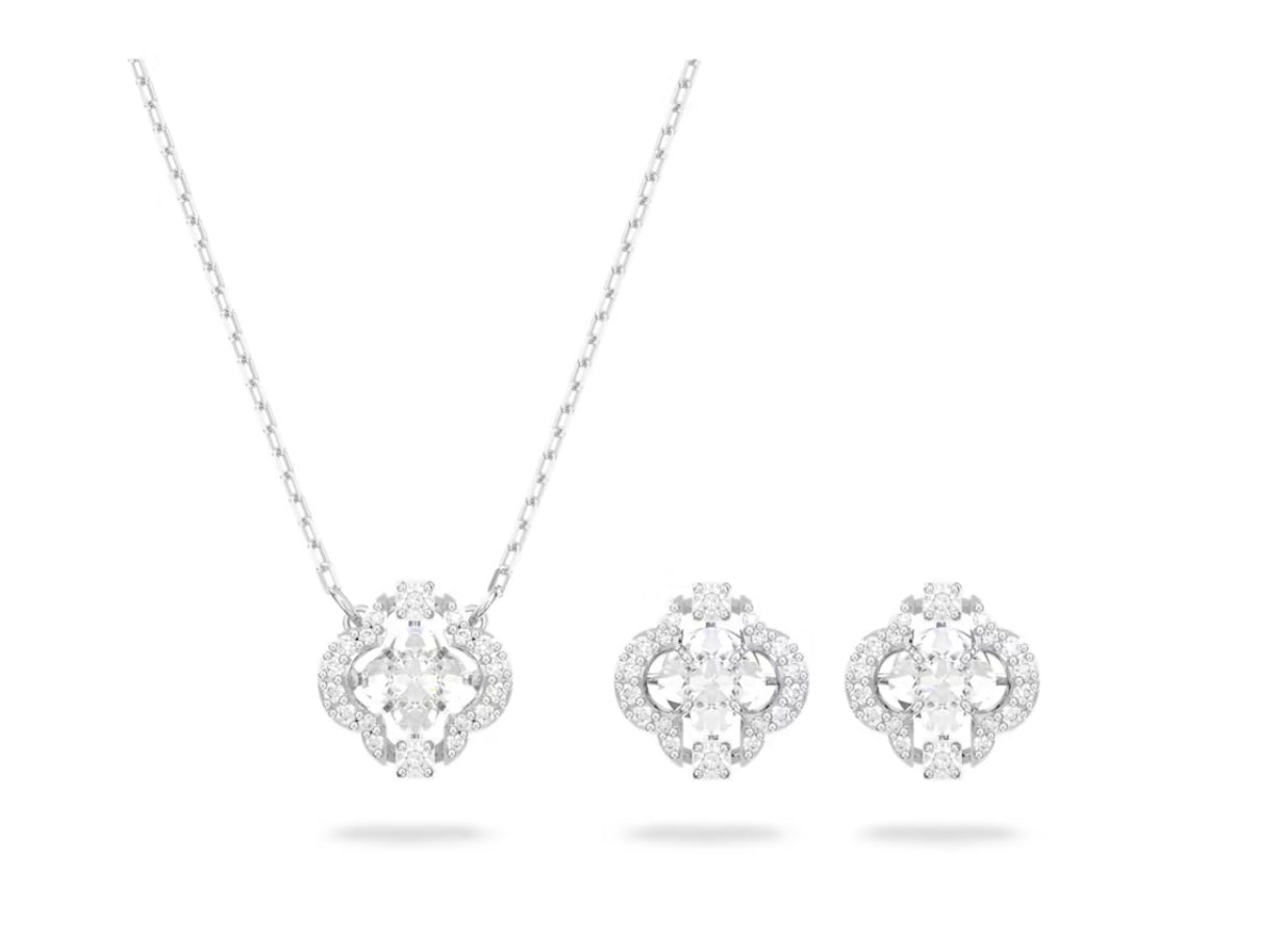 Swarovski 5642929 Set Swarovski Sparkling Dance Taglio misto Quadrifoglio Bianco