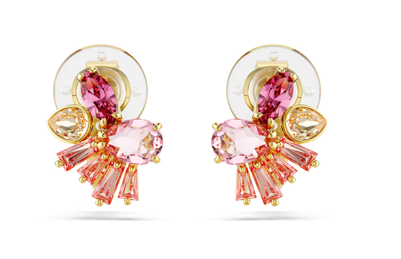 Swarovski 5688479 Orecchini a clip Gema Taglio misto Fiore Rosa Oro