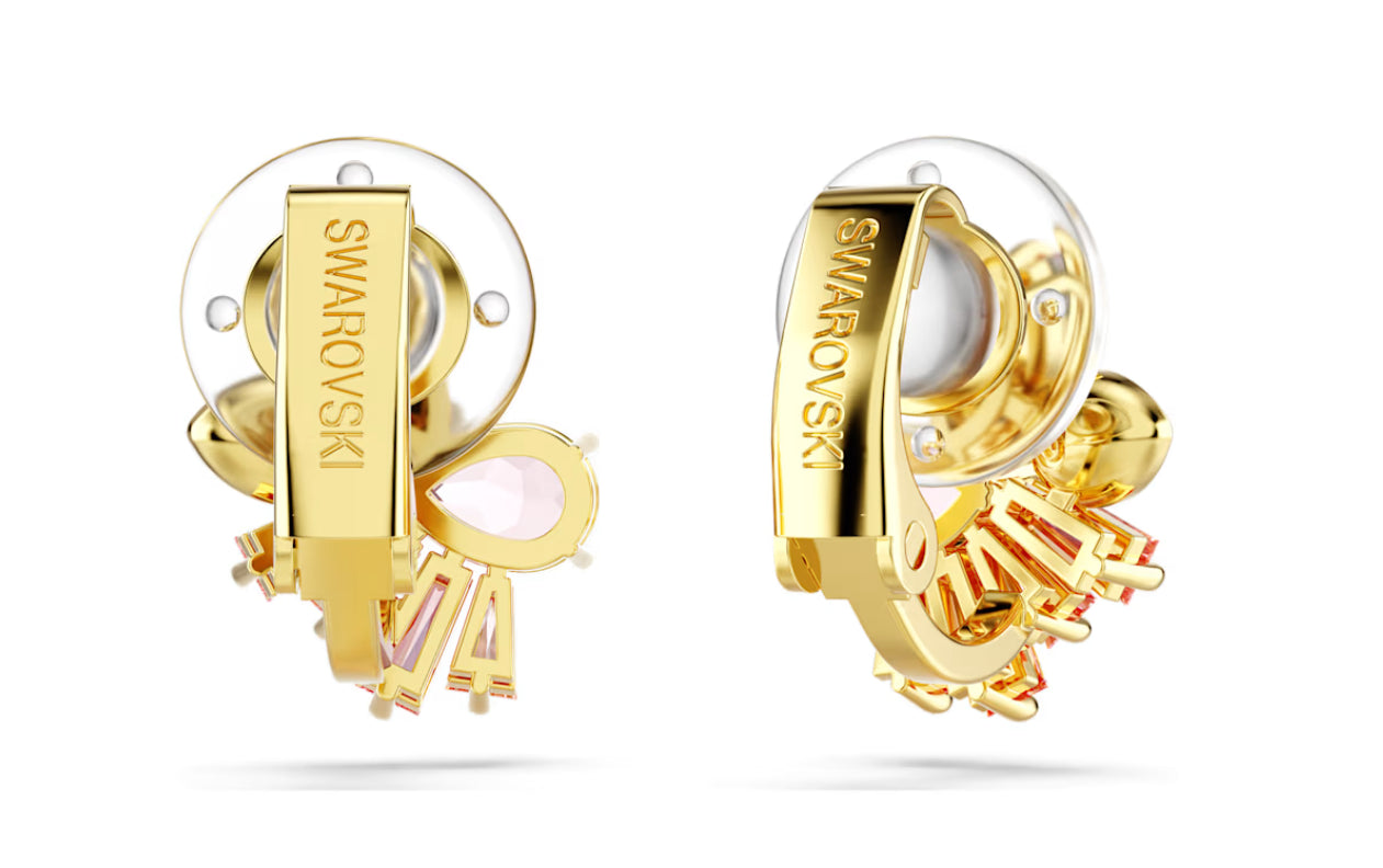 Swarovski 5688479 Orecchini a clip Gema Taglio misto Fiore Rosa Oro
