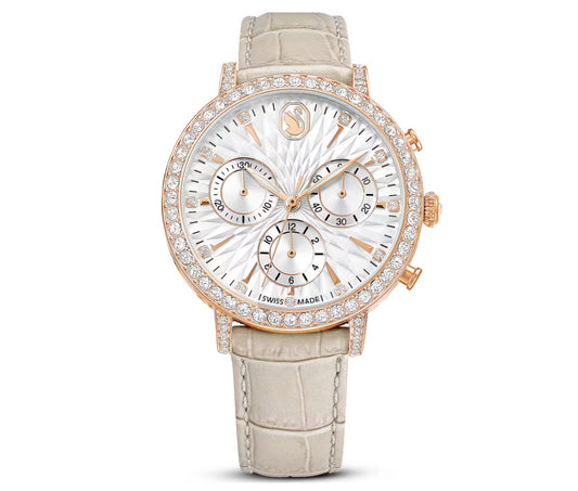 Swarovski 5702849 Orologio Matrix Tennis Chrono Cinturino in pelle Beige