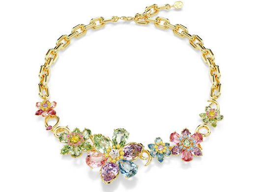 Swarovski 5709030 Collana Idyllia Fiore, Multicolore, Placcato color oro