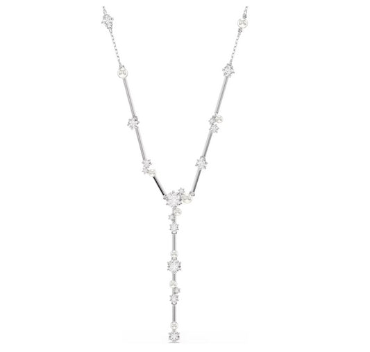 Swarovski 5711830 Collana a Y Constella Bianco, Placcato rodio