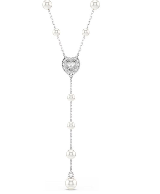 Swarovski 5720855 Collana a Y Ariana Grande Cuore, Bianco, Placcato rodio