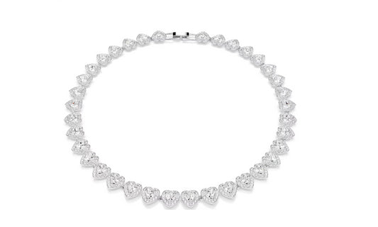 Swarovski 5720857 Collana Tennis Ariana Grande Cuore, Bianca, Placcato rodio