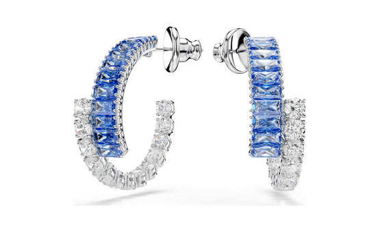 SWAROVSKI 5722459 Orecchini a cerchio Matrix Taglio misto Blu Placcato rodio