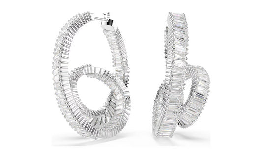 SWAROVSKI 5727113 Orecchini a cerchio Matrix nastro Bianchi