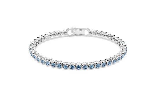 SWAROVSKI 5734239 Bracciale Tennis Imber Emily Taglio Round Blu Placcato rodio