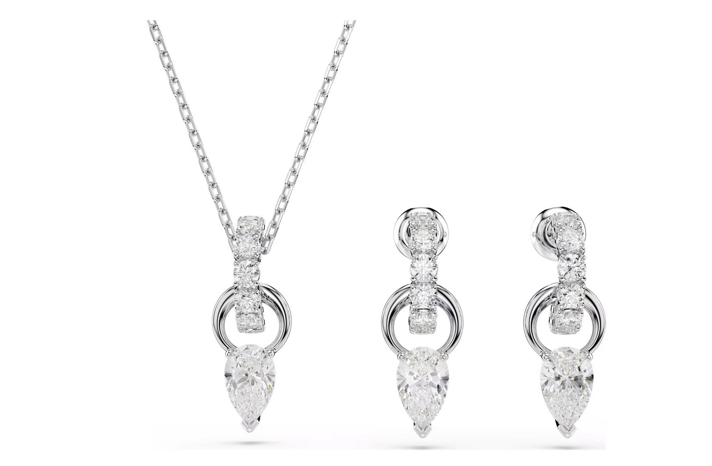 Swarovski 5723197 Set Mesmera Taglio Pear Taglio Round Bianco Placcato rodio