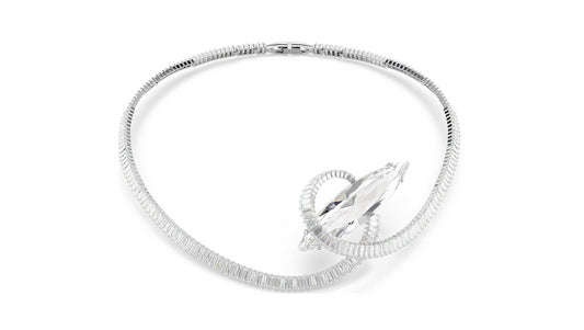 Swarovski 5727039 Girocollo Matrix Taglio baguette Bianco Placcato rodio
