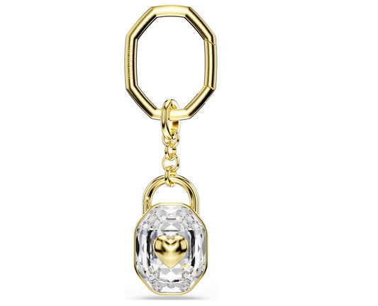 Swarovski 5733765 Portachiavi Taglio Oval, Bianco, Placcato color oro