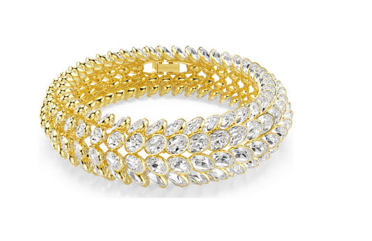 Swarovski 5723540 braccialetto Idyllia Taglio Oval Bianco Placcato color oro M