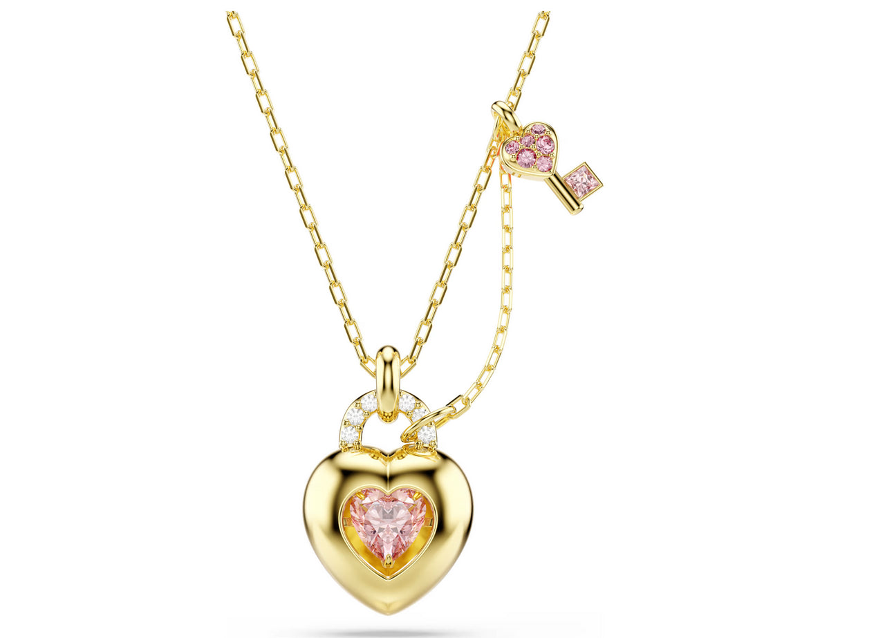 Swarovski 5737288 Pendente Idyllia Taglio misto Cuore chiave Rosa Plac oro